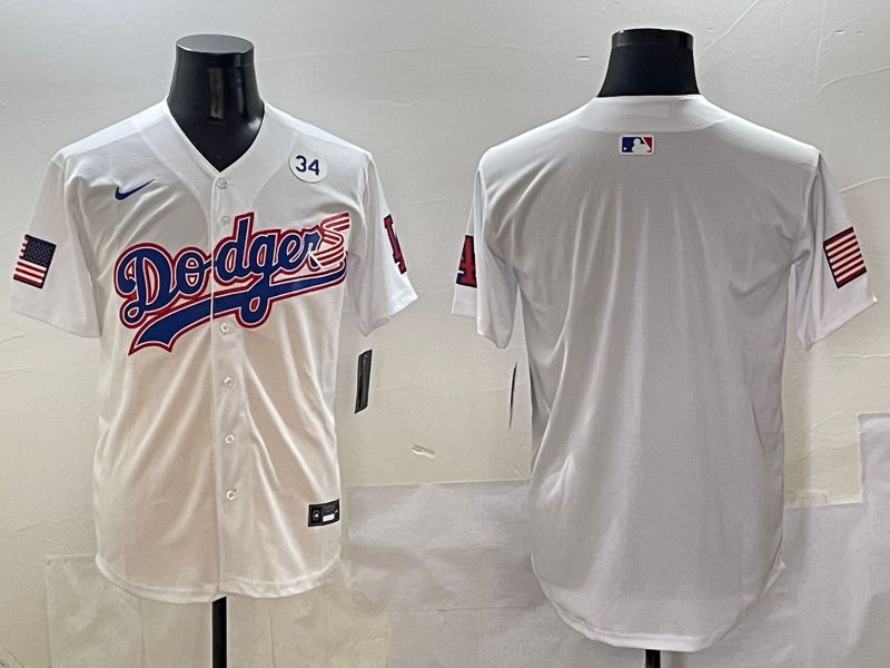 Men Los Angeles Dodgers Blank White national flag second generation joint name Nike 2025 MLB Jersey style 4->los angeles dodgers->MLB Jersey